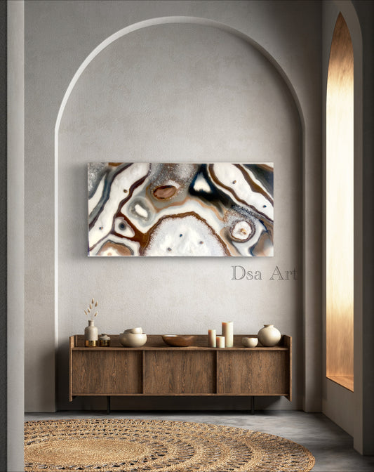 Résine art - art energetique - art - tableau - deco - quartz - agathe